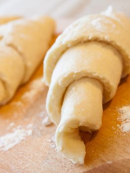 Baking small croissants for breakfast.