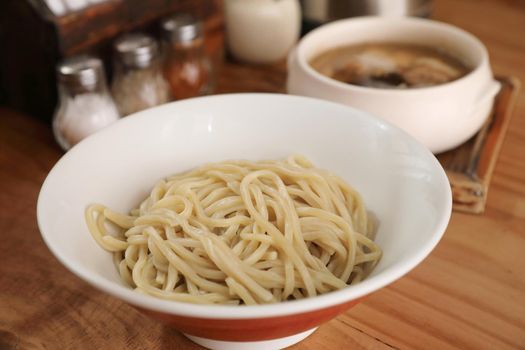 Tsukemen ramen with soup for dipping Japanese food