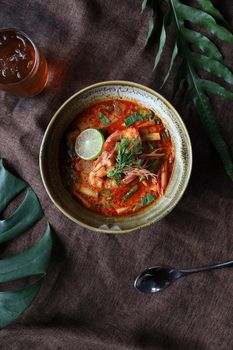 Tom Yum soup , Thai traditional food spicy prawn soup 