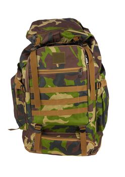 Camouflage backpack for the forest and military backpack isolated n white