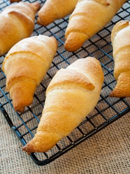 Baking small croissants for breakfast.