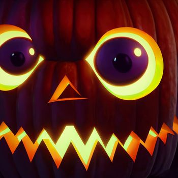 Halloween evil pumpkin cartoon illustration, evil pumpkin face