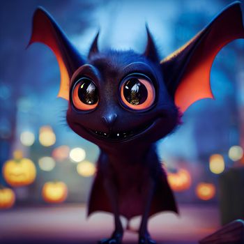 illustration of a cute bat, halloween bat.