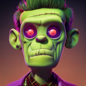 illustration of a Frankenstein's Monster. Frankenstein's animated illustration.