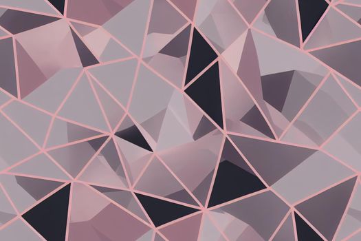 2d seamless geometric pattern with rose gold pink and gray marble polygons Modern hexagon abstract texture isolated on white background