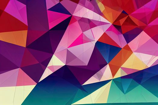 abstract background consisting of triangles. Gradient color from violet to red.