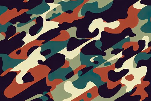 Camouflage pattern background seamless 2d illustration. Military camouflage seamless pattern.