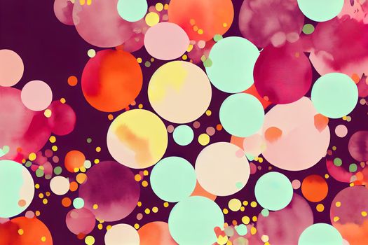 Pink orange green mint and brown abstract background watercolor for decoration on retro pop style dessert sweet and Autumn seasonal