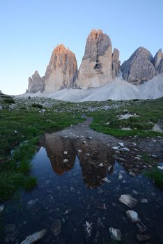 Tre Cime in Dolomite mountain in Italy