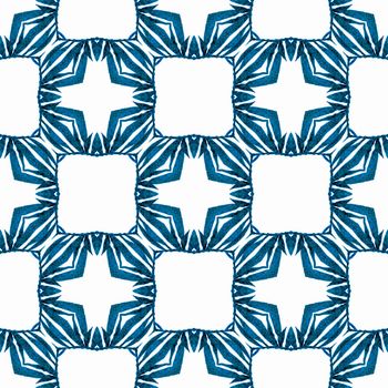 Textile ready resplendent print, swimwear fabric, wallpaper, wrapping. Blue worthy boho chic summer design. Hand drawn tropical seamless border. Tropical seamless pattern.