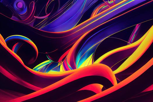 3d rendering, glowing lines, neon lights, abstract psychedelic background, ultraviolet, vibrant colors