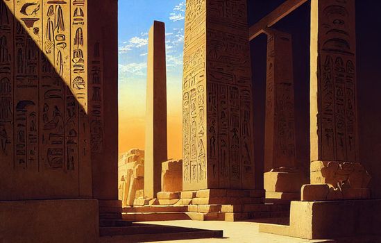 Egyptians ancient Temple with pharaoh monument