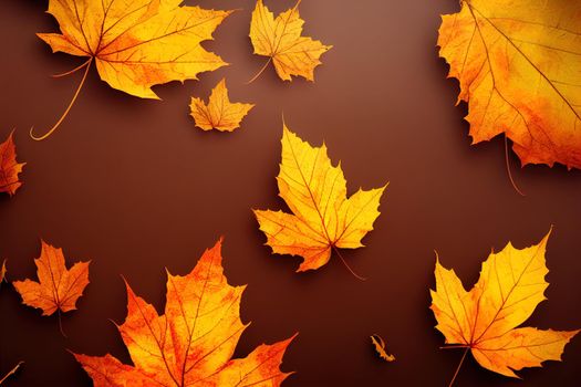 Autumn sale banner 20 percent discount number with maple leaf on yellow background 3d render