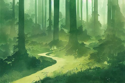 green woods landscape background illustration
