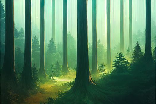 Pine forest illustration for background.