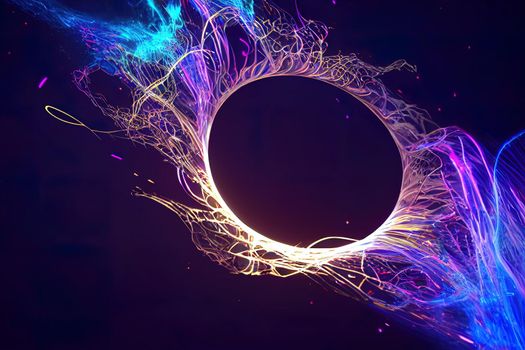 Abstract Pulsing Ring motion graphic element. perfect for background or logo placement. Particle flowing with motion creating a plasma, portal effect or beating heart pulse. 3D render, 4K loop