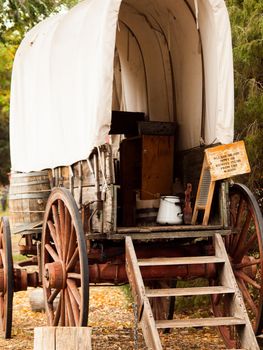 Old wagon on display at the historical museum.