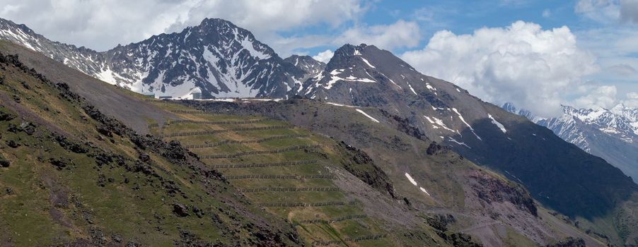 Panorama of a high mountain in the Caucasus. Elbrus. High quality photo