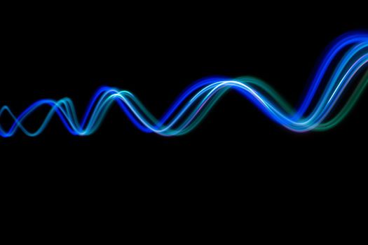 Abstract technology banner design. Digital neon lines on black background. High quality photo