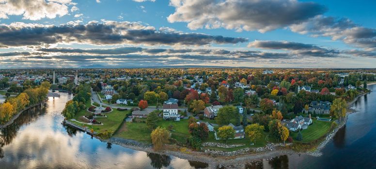 Aerial panorama of Plattsburgh in the northern part of New York State