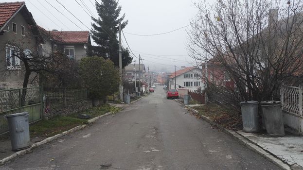 Restidental empty street with villas Zhelenitsa, Sofia district, Bulgaria. High quality photo