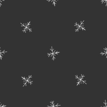 Hand Drawn Snowflakes Christmas Seamless Pattern. Subtle Flying Snow Flakes on chalk snowflakes Background. Beauteous chalk handdrawn snow overlay. Captivating holiday season decoration.
