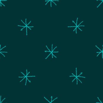 Hand Drawn Snowflakes Christmas Seamless Pattern. Subtle Flying Snow Flakes on chalk snowflakes Background. Attractive chalk handdrawn snow overlay. Marvelous holiday season decoration.