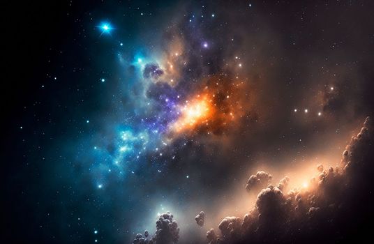 Space sky over the mountains. Milky way and space. High quality illustration