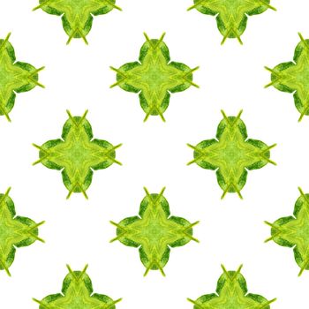 Chevron watercolor pattern. Green dramatic boho chic summer design. Green geometric chevron watercolor border. Textile ready appealing print, swimwear fabric, wallpaper, wrapping.