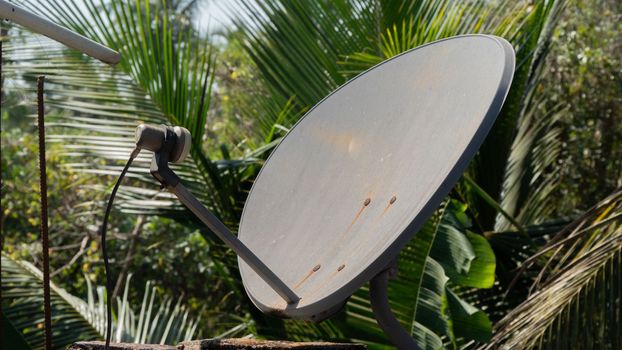 Digital TV, satellite dish on the roof. High quality photo