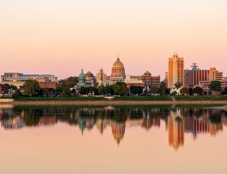 State capitol in cityscape of Harrisburg in Pennsylvania