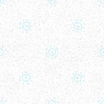 Hand Drawn Snowflakes Christmas Seamless Pattern. Subtle Flying Snow Flakes on chalk snowflakes Background. Alive chalk handdrawn snow overlay. Wondrous holiday season decoration.