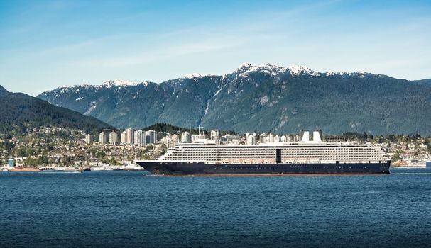 Cruise Ship mountain backdrop in Vancouver