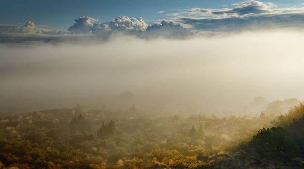 Moorning mists cloaking Arches National Park