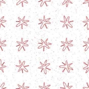 Hand Drawn Snowflakes Christmas Seamless Pattern. Subtle Flying Snow Flakes on chalk snowflakes Background. Astonishing chalk handdrawn snow overlay. Sublime holiday season decoration.