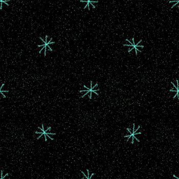 Hand Drawn Snowflakes Christmas Seamless Pattern. Subtle Flying Snow Flakes on chalk snowflakes Background. Admirable chalk handdrawn snow overlay. Charming holiday season decoration.