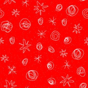 Hand Drawn Snowflakes Christmas Seamless Pattern. Subtle Flying Snow Flakes on chalk snowflakes Background. Beauteous chalk handdrawn snow overlay. Gorgeous holiday season decoration.
