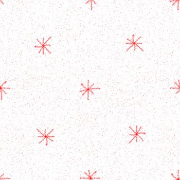 Hand Drawn Snowflakes Christmas Seamless Pattern. Subtle Flying Snow Flakes on chalk snowflakes Background. Astonishing chalk handdrawn snow overlay. Delightful holiday season decoration.