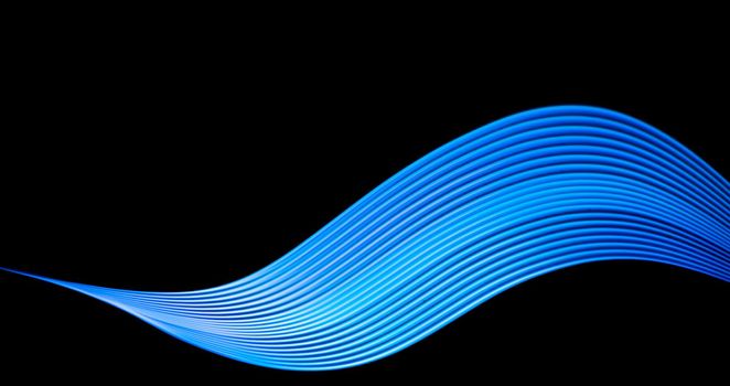 Technology banner design. Abstract neon waves on black background. High quality photo
