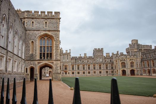 Windsor, UK, December 22nd 2022 - yard at Windsor Castle with fence