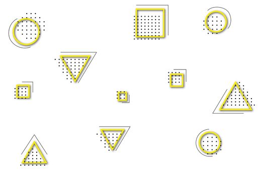 Vintage Memphis pattern. Seamless wallpaper background, fabrics in a fashionable style. The pattern of the oriental composition is a geometric pattern with doodles drawn.