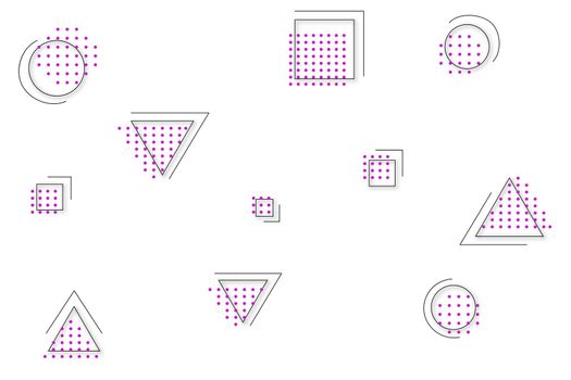 Vintage Memphis pattern. Seamless wallpaper background, fabrics in a fashionable style. The pattern of the oriental composition is a geometric pattern with doodles drawn.