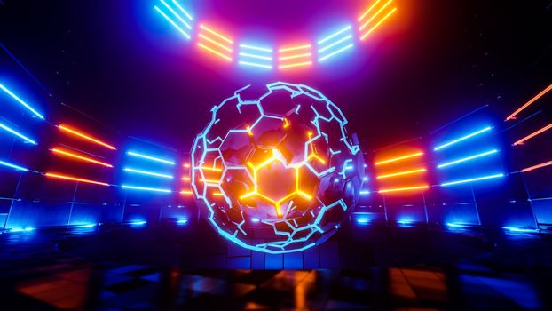 Rotating nuclear reactor core. 3D rendering illustration..