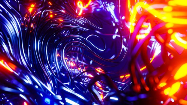 Moving and flashing cables. 3D rendering illustration..