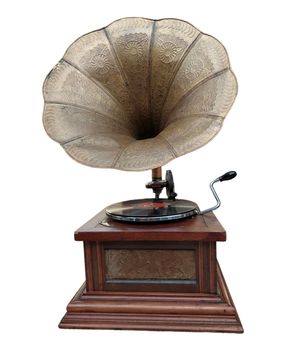 old retro worn gramophone isolated on white background.. High quality photo