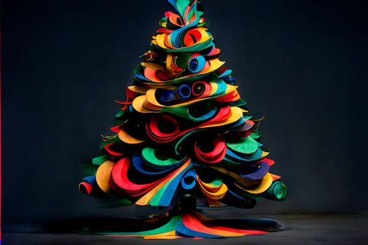 Colored Christmas trees made of plasticine, art. High quality illustration