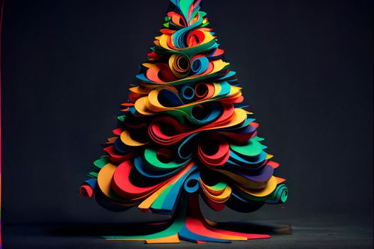 Colored Christmas trees made of plasticine, art. High quality illustration