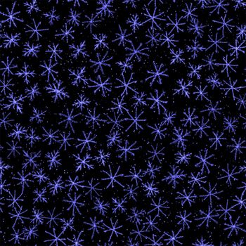 Hand Drawn Snowflakes Christmas Seamless Pattern. Subtle Flying Snow Flakes on chalk snowflakes Background. Admirable chalk handdrawn snow overlay. Bewitching holiday season decoration.