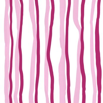 Hand drawn seamless pattern with red pink striped lines on white background. Simple minimalist stripes, wonky geometric abstract fabric print, mid century modern style, warm colors