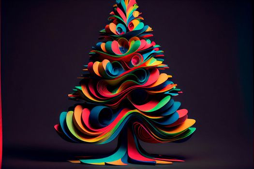 Colored Christmas trees made of plasticine, art. High quality illustration